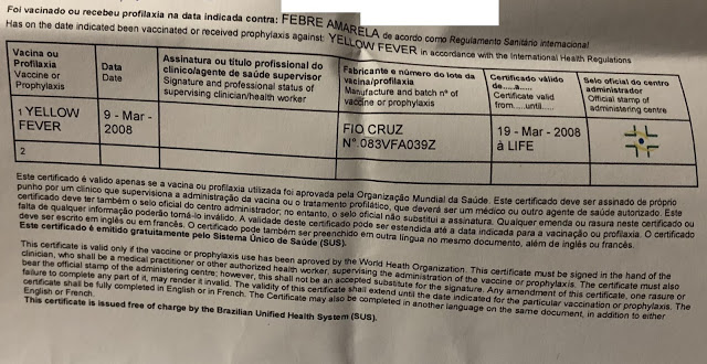 certificado internacional vacina febre amarela