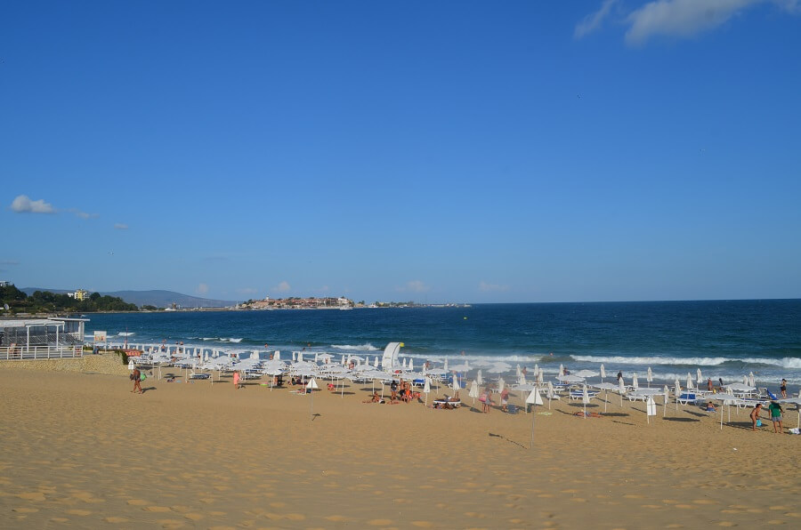 Praia de Nessebar Sul, Nessebar, na Bulgária